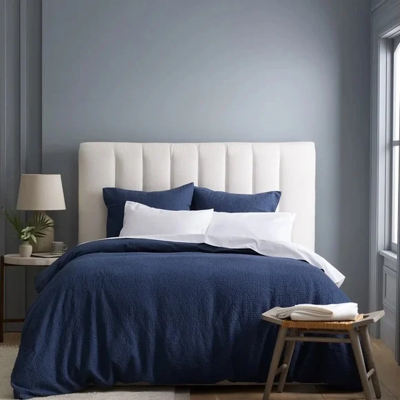 Quince Organic Indigo Honeycomb Duvet Cover - Picture 2 of 4